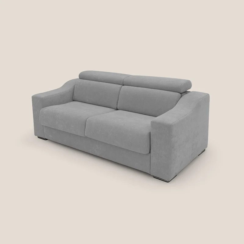 Bomber Canapé convertible matrimonial avec têtières en tissu imperméable T14 gris clair