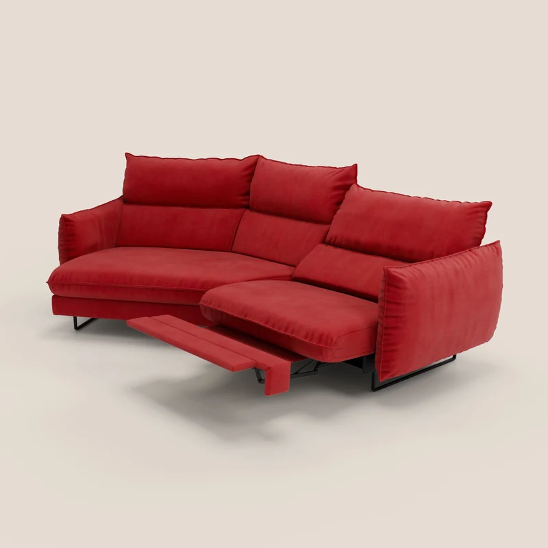 Monamour canapé d'angle au design moderne avec option relax électrique en microfibre détachable imperméable T11 rouge
