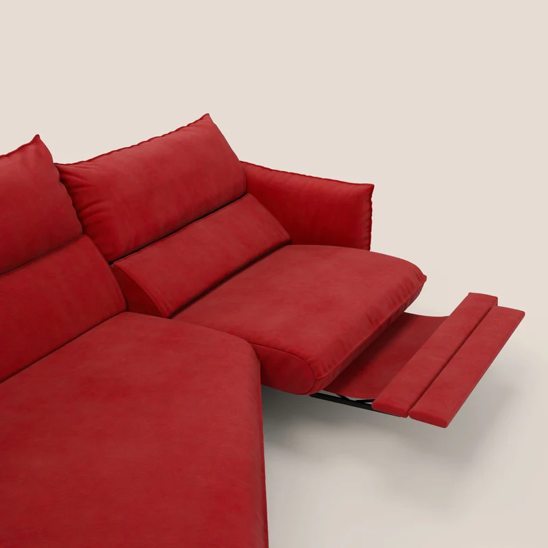 Monamour canapé d'angle au design moderne avec option relax électrique en microfibre détachable imperméable T11 rouge