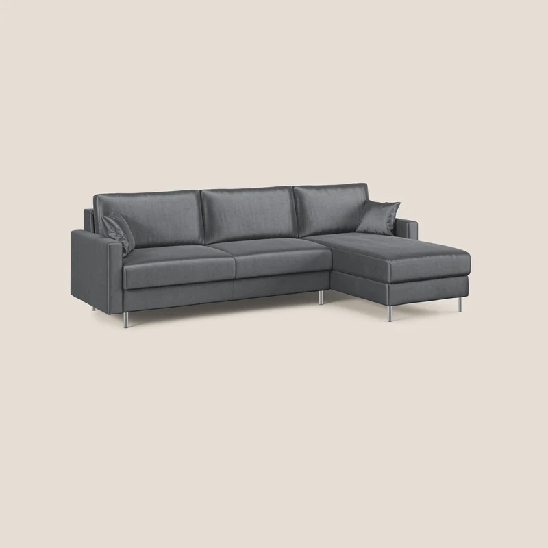 Andromeda canapé-lit d’angle en velours doux imperméable T01 anthracite