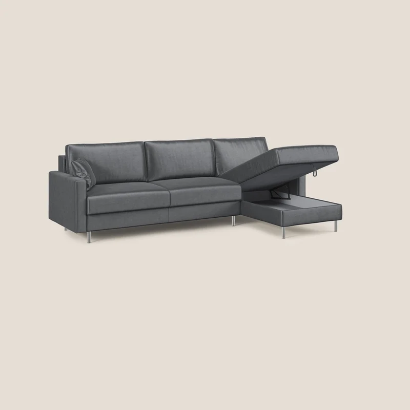 Andromeda canapé-lit d’angle en velours doux imperméable T01 anthracite