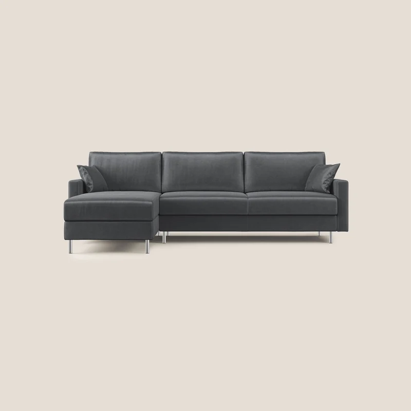 Andromeda canapé-lit d’angle en velours doux imperméable T01 anthracite