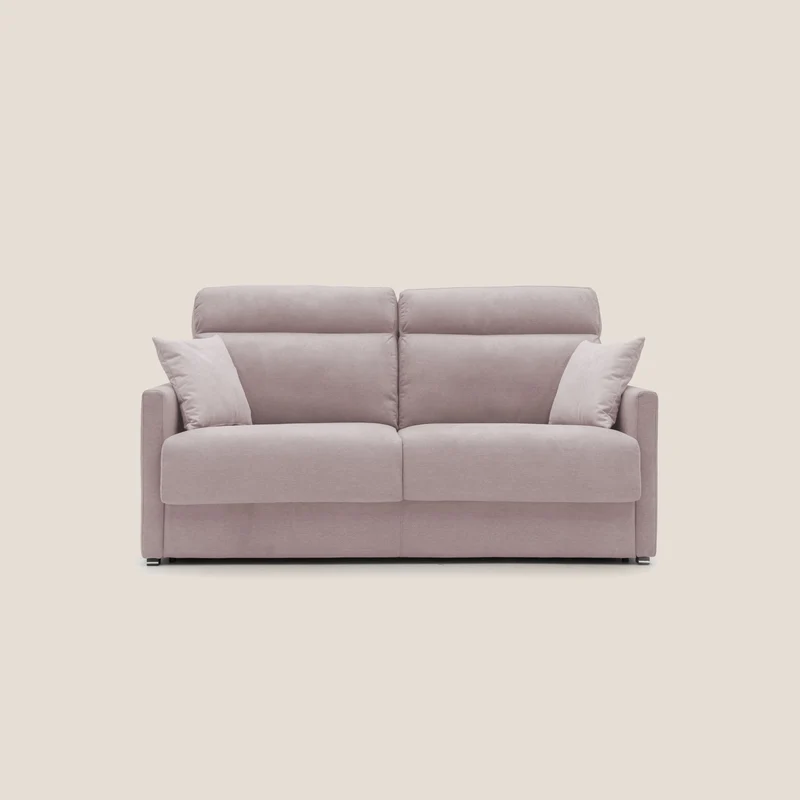 Margot canapé convertible au dossier haut et moelleux en tissu doux imperméable T02 rose