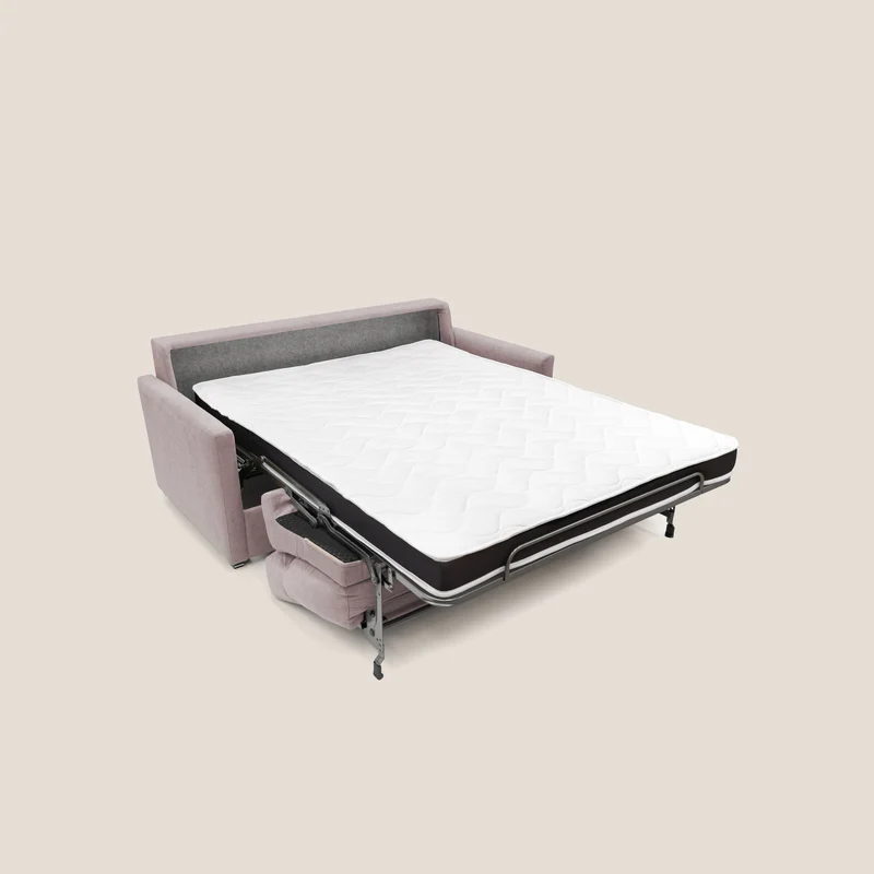 Margot canapé convertible au dossier haut et moelleux en tissu doux imperméable T02 rose