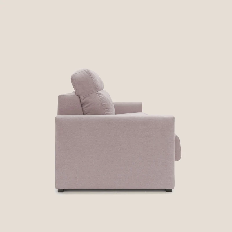 Margot canapé convertible au dossier haut et moelleux en tissu doux imperméable T02 rose