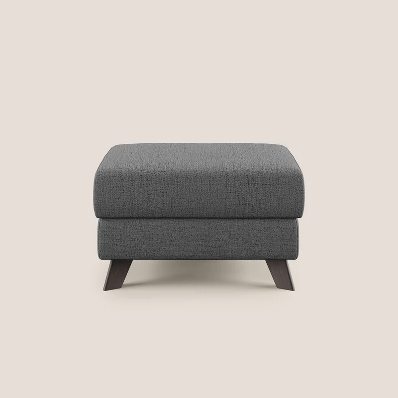 Moon Pouf coffre aux pieds hauts en tissu doux imperméable flammé T03 gris