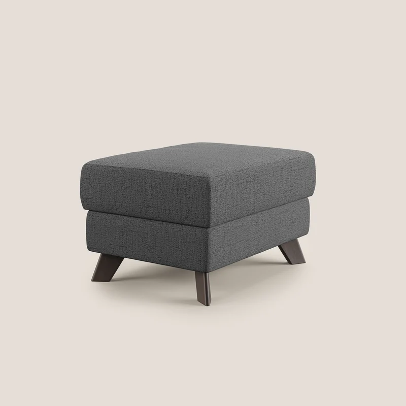 Moon Pouf coffre aux pieds hauts en tissu doux imperméable flammé T03 gris