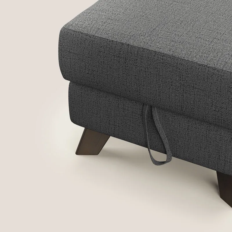 Moon Pouf coffre aux pieds hauts en tissu doux imperméable flammé T03 gris