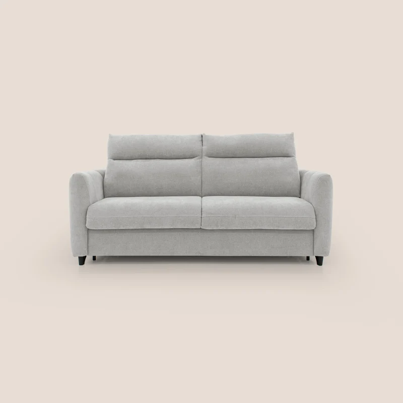 Peonia canapé convertible scandinave avec matelas H 18cm et dossier haut en bouclette imperméable T07 gris