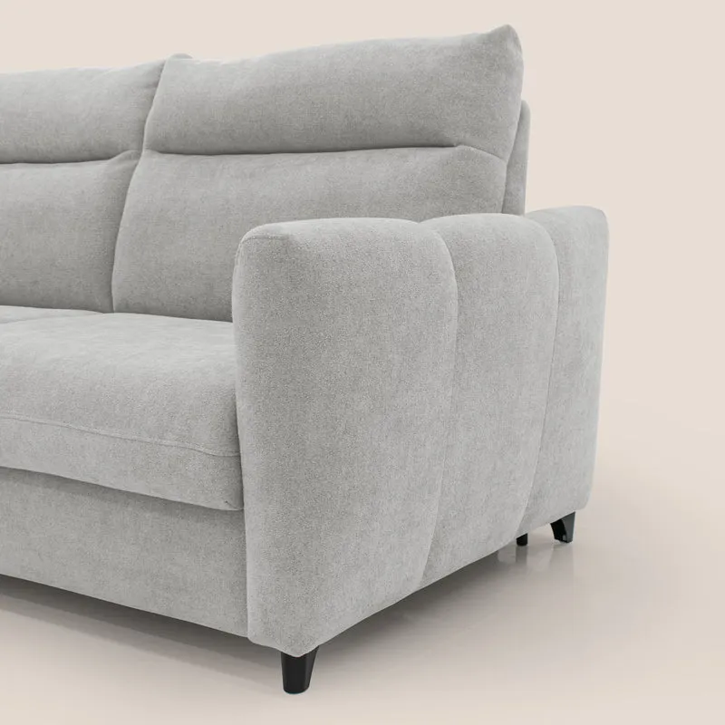 Peonia canapé convertible scandinave avec matelas H 18cm et dossier haut en bouclette imperméable T07 gris
