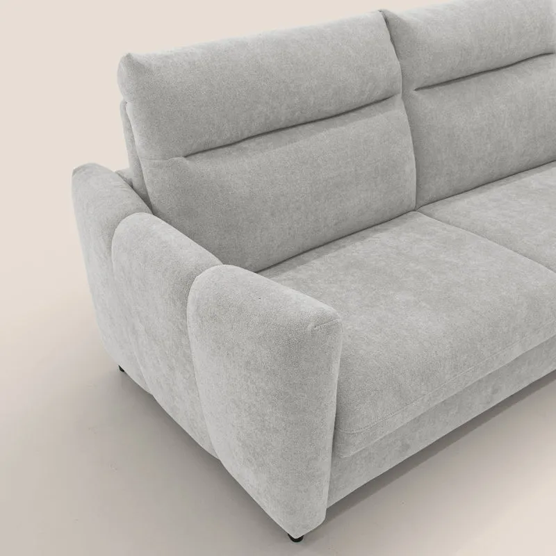 Peonia canapé convertible scandinave avec matelas H 18cm et dossier haut en bouclette imperméable T07 gris