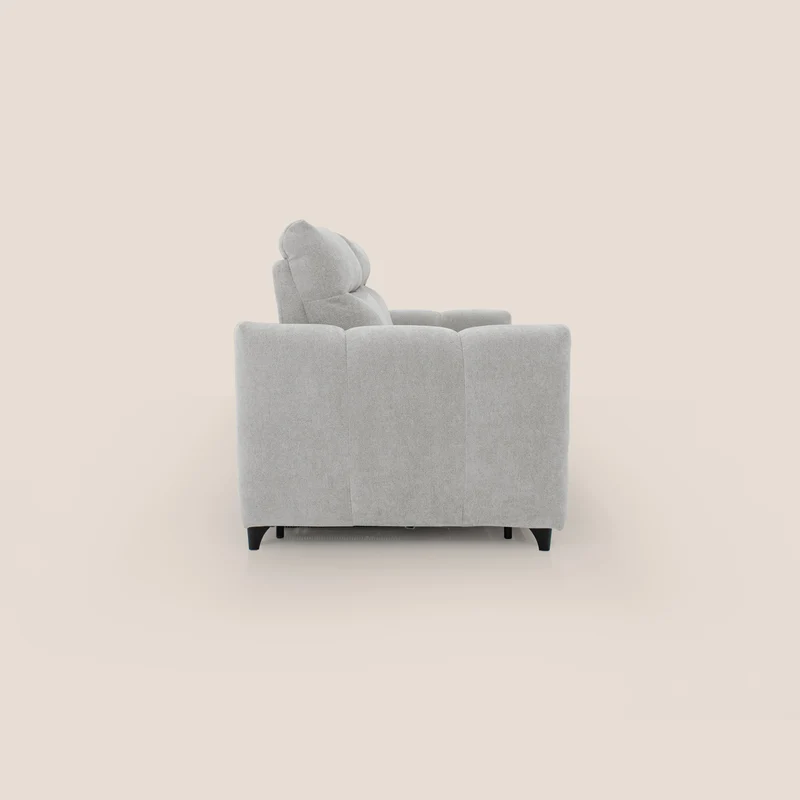 Peonia canapé convertible scandinave avec matelas H 18cm et dossier haut en bouclette imperméable T07 gris