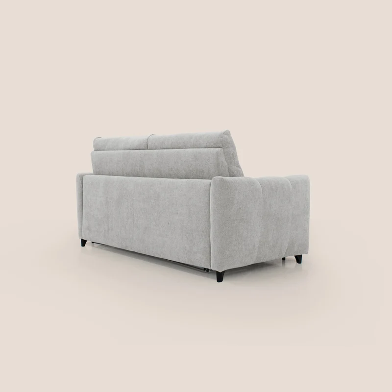 Peonia canapé convertible scandinave avec matelas H 18cm et dossier haut en bouclette imperméable T07 gris