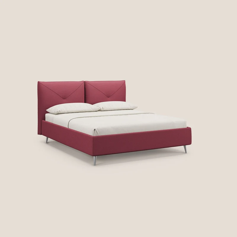 Adone lit coffre rembourré à double panneau en bouclette imperméable T07 rouge