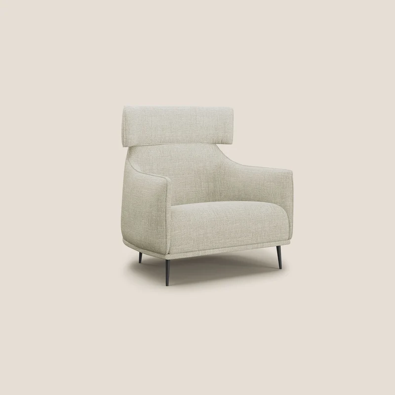 Zelda Fauteuil au design moderne en tissu doux et imperméable T06 crème