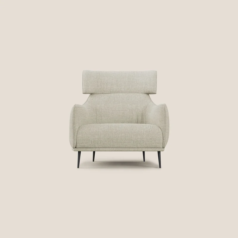 Zelda Fauteuil au design moderne en tissu doux et imperméable T06 crème