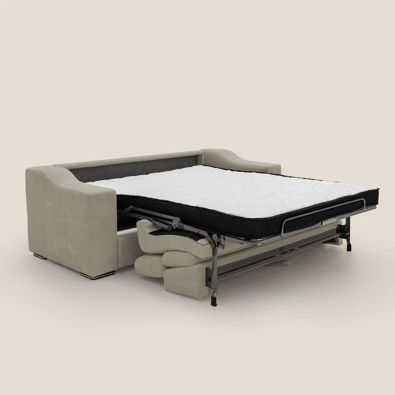 Bomber Canapé convertible matrimonial avec têtières en tissu imperméable T14 Taupe tortora