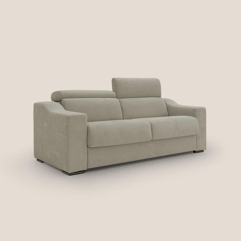 Bomber Canapé convertible matrimonial avec têtières en tissu imperméable T14 Taupe tortora