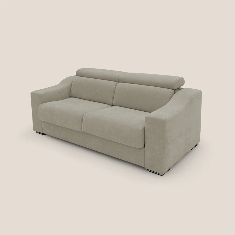 Bomber Canapé convertible matrimonial avec têtières en tissu imperméable T14 Taupe tortora