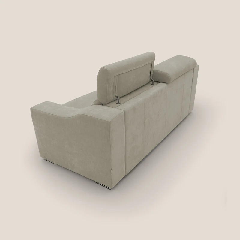 Bomber Canapé convertible matrimonial avec têtières en tissu imperméable T14 Taupe tortora