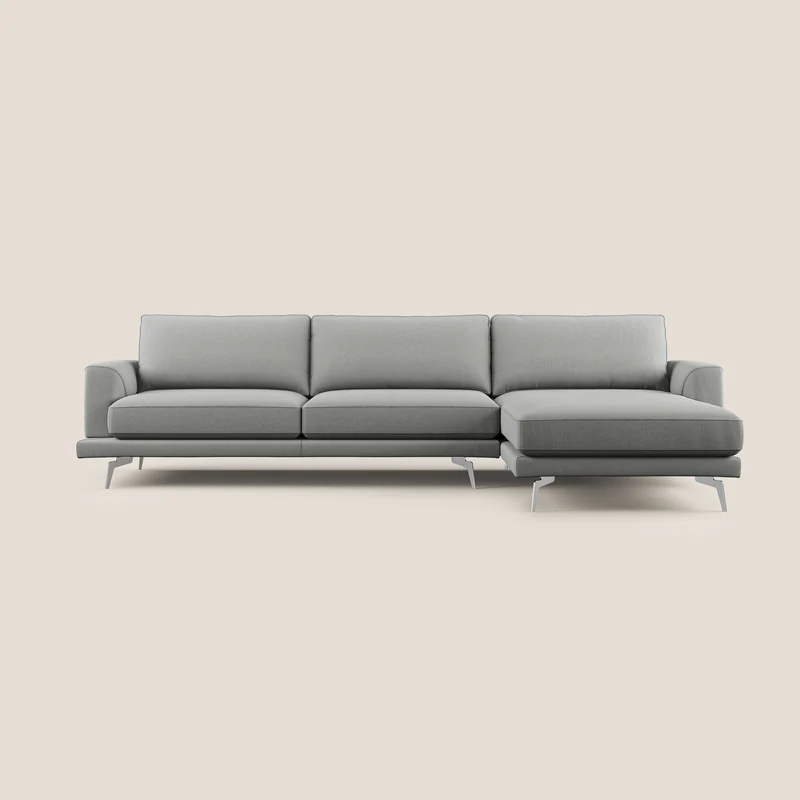 Dorian canapé d'angle moderne en tissu doux anti-tache T05 gris