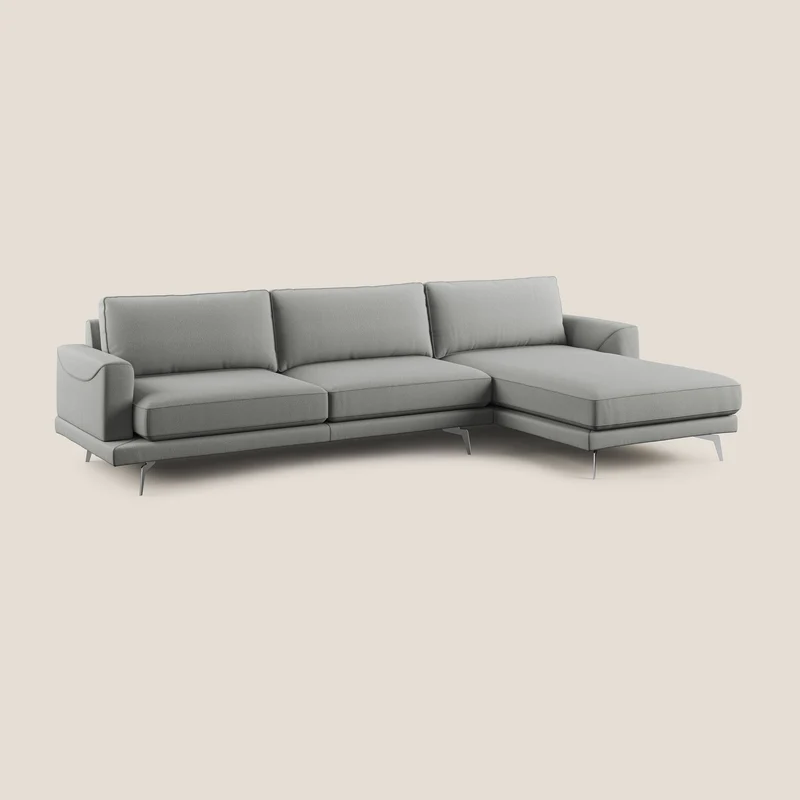 Dorian canapé d'angle moderne en tissu doux anti-tache T05 gris