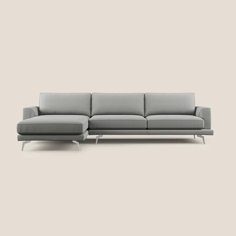 Dorian canapé d'angle moderne en tissu doux anti-tache T05 gris