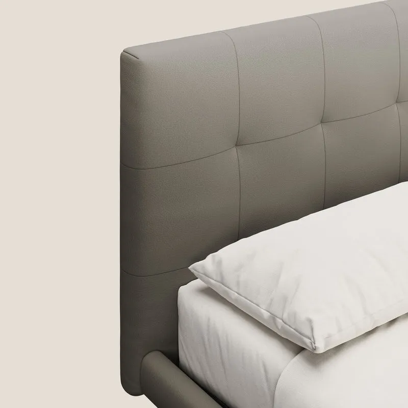 Midori lit rembourré capitonné avec pieds hauts en similicuir T04 taupe