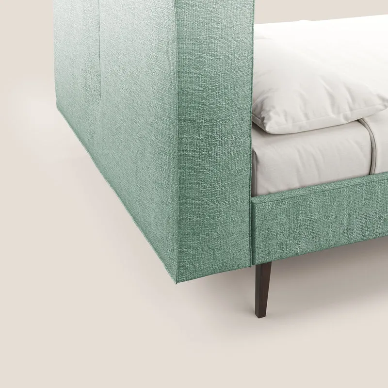 Isotta lit rembourré complètement déhoussable en tissu doux imperméable T10 vert d'eau