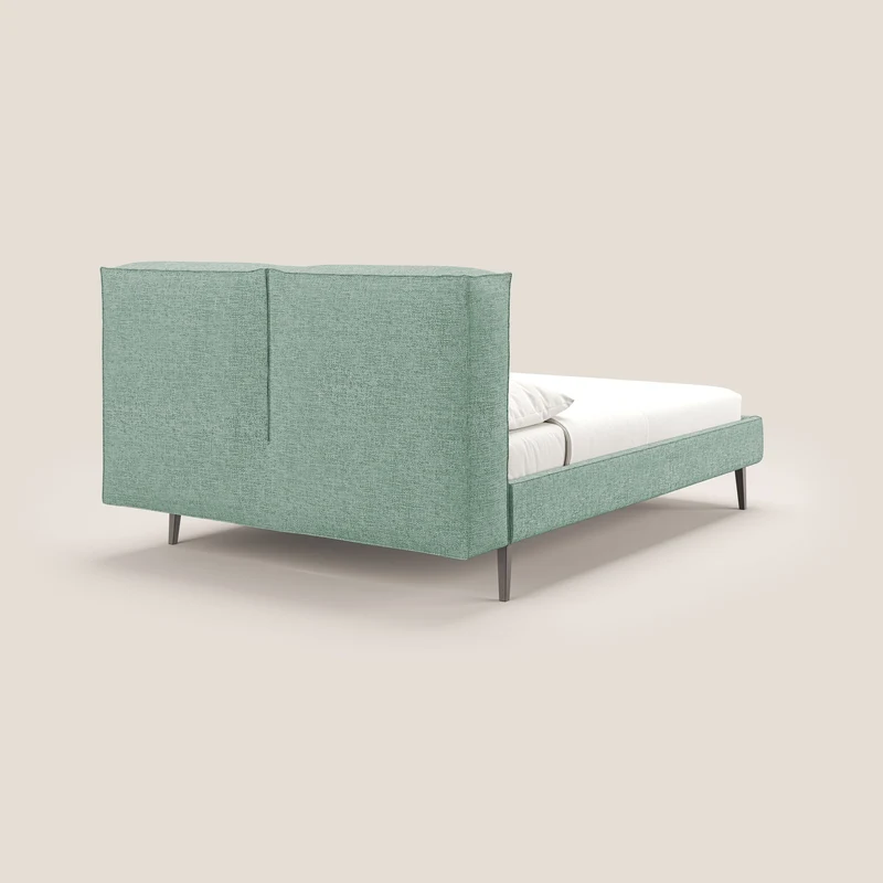 Isotta lit rembourré complètement déhoussable en tissu doux imperméable T10 vert d'eau