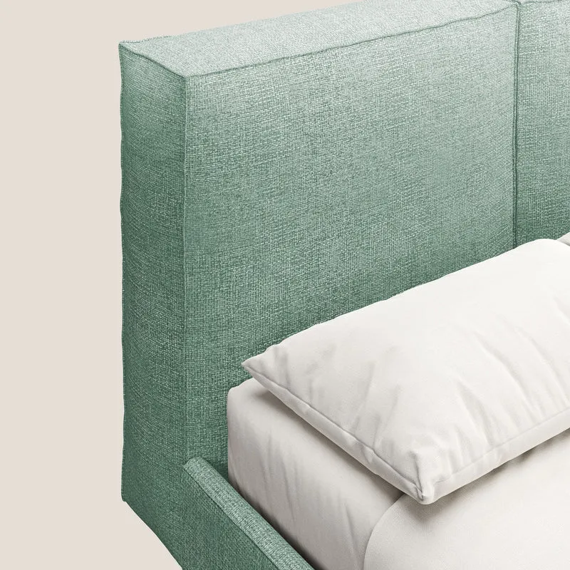 Isotta lit rembourré complètement déhoussable en tissu doux imperméable T10 vert d'eau