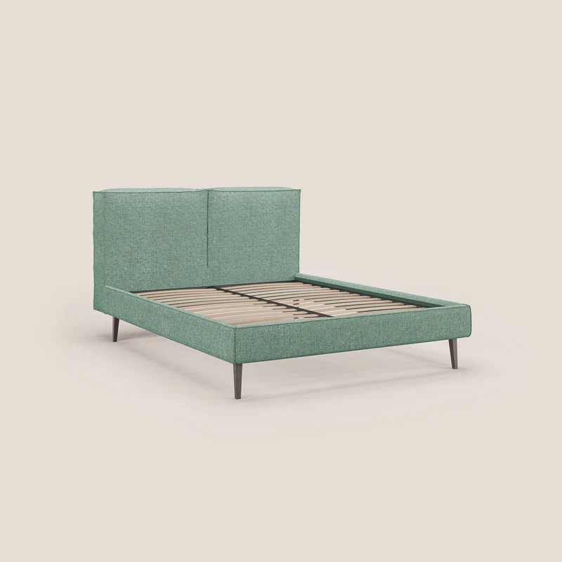 Isotta lit rembourré complètement déhoussable en tissu doux imperméable T10 vert d'eau