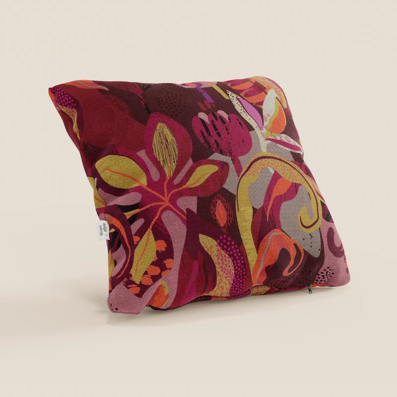 Joy collezione cuscini a fantasie multicolor in tessuto fresco cotone impermeabile rosso
