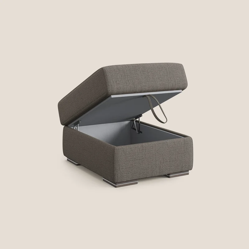 Sun pouf coffre en tissu imperméable flammé T03 taupe