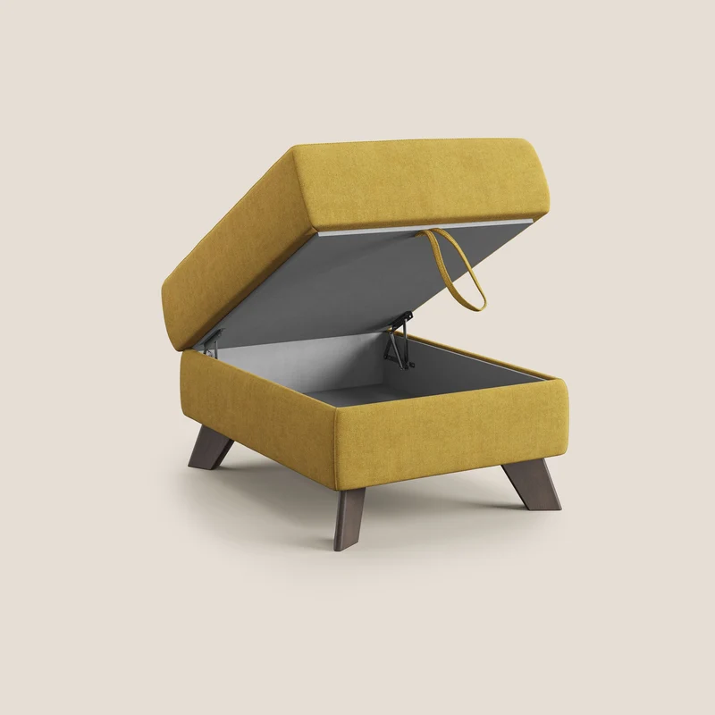 Moon Pouf coffre aux pieds hauts et tissu doux imperméable T02 jaune