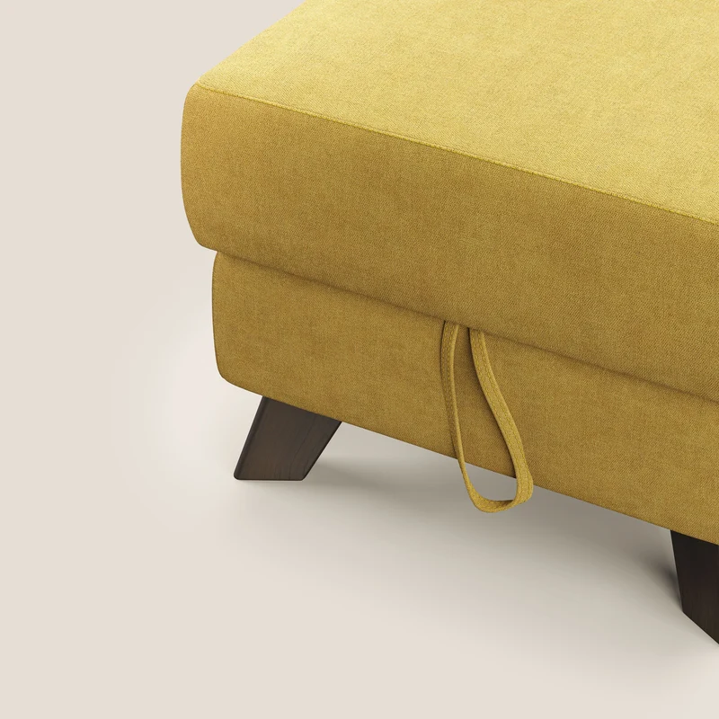 Moon Pouf coffre aux pieds hauts et tissu doux imperméable T02 jaune