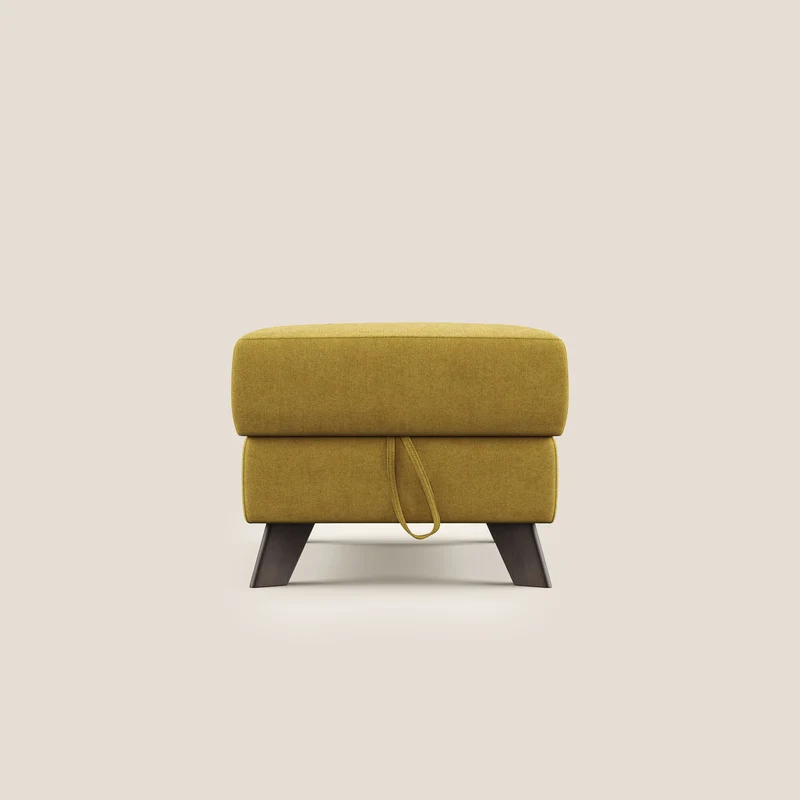 Moon Pouf coffre aux pieds hauts et tissu doux imperméable T02 jaune
