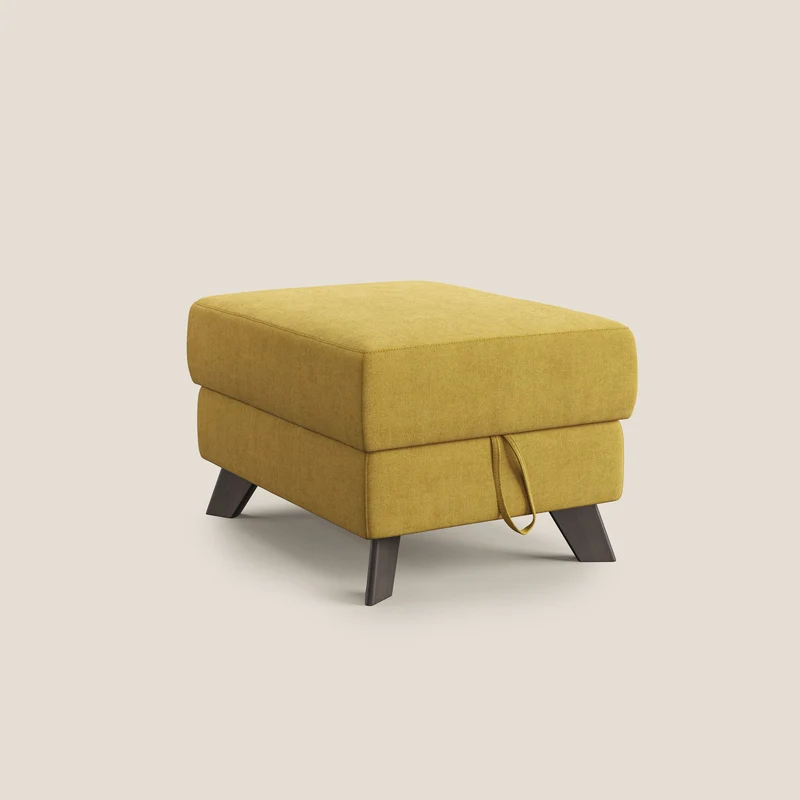 Moon Pouf coffre aux pieds hauts et tissu doux imperméable T02 jaune