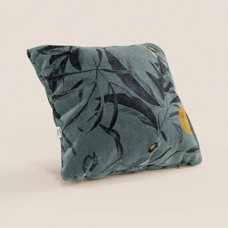 Lemon elegante collezione di cuscini a fantasia in velluto impermeabile petrolio