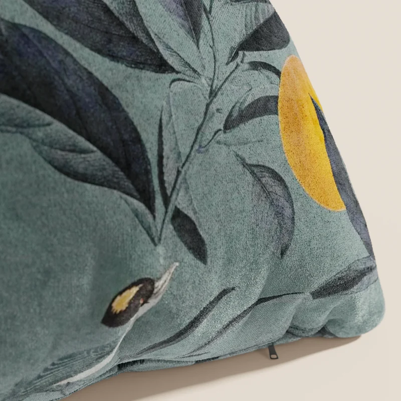 Lemon elegante collezione di cuscini a fantasia in velluto impermeabile petrolio