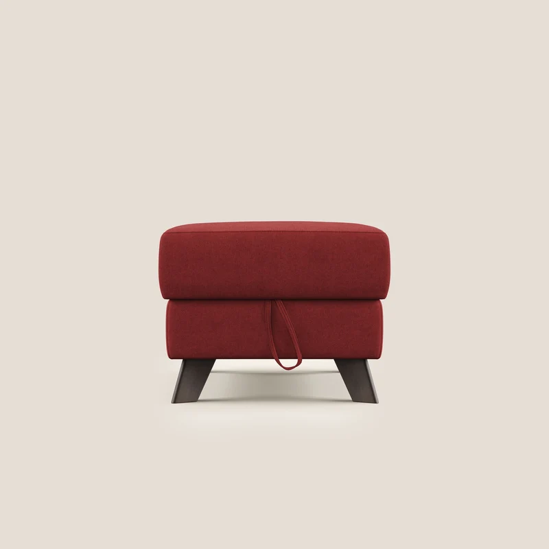 Moon Pouf coffre aux pieds hauts et tissu doux imperméable T02 rouge