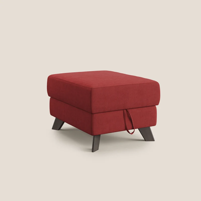 Moon Pouf coffre aux pieds hauts et tissu doux imperméable T02 rouge