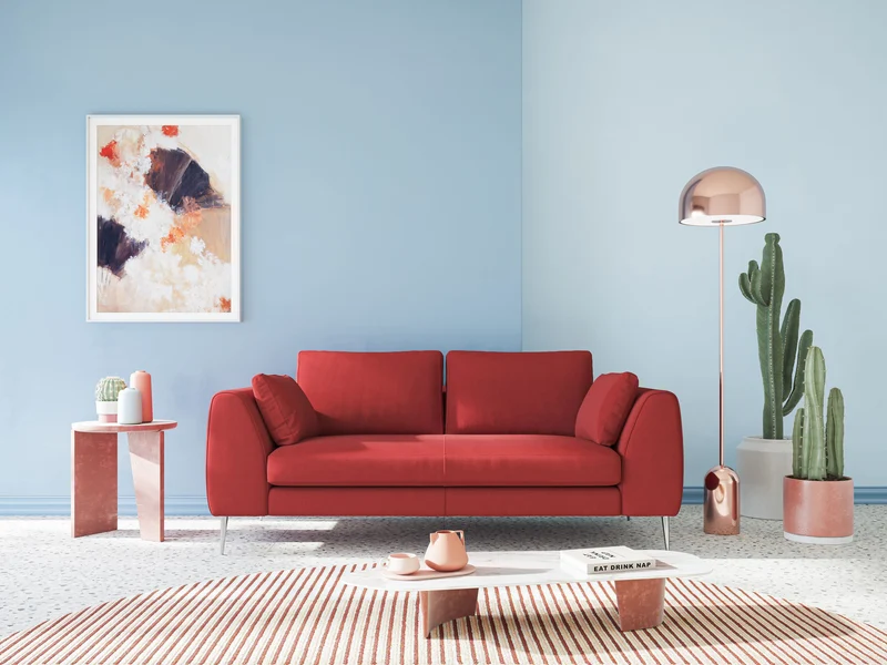 Plano canapé moderne en microfibre technique détachable T11 rouge
