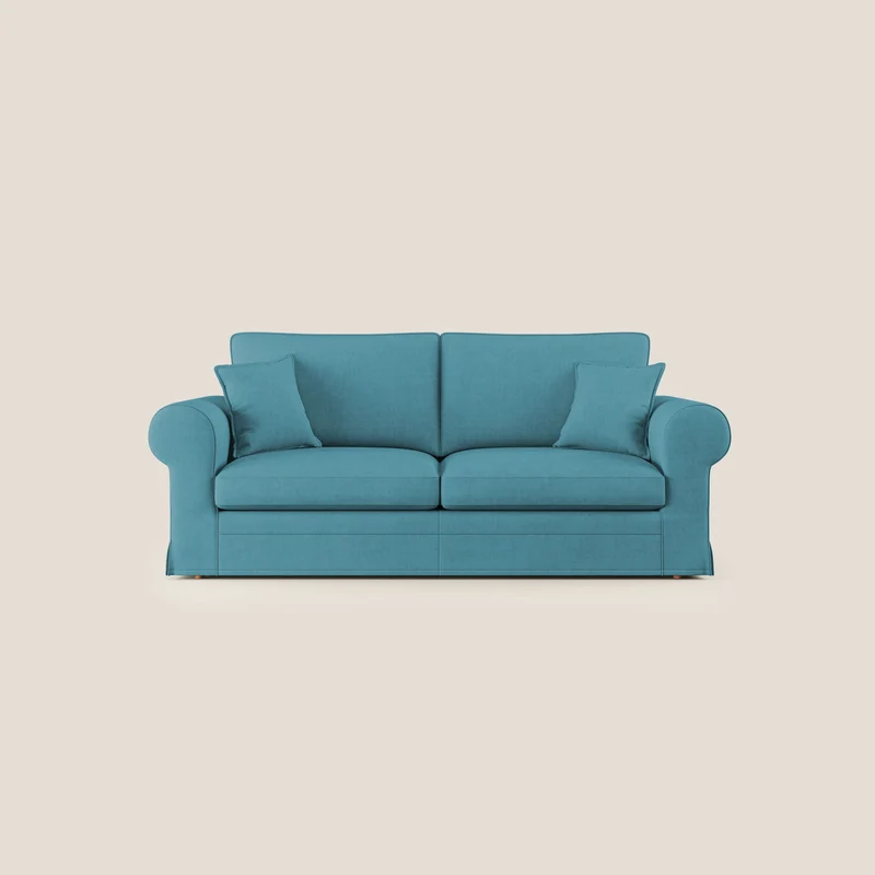 Lady canapé classique en plume d'oie réalisé avec un tissu imperméable T02 azur