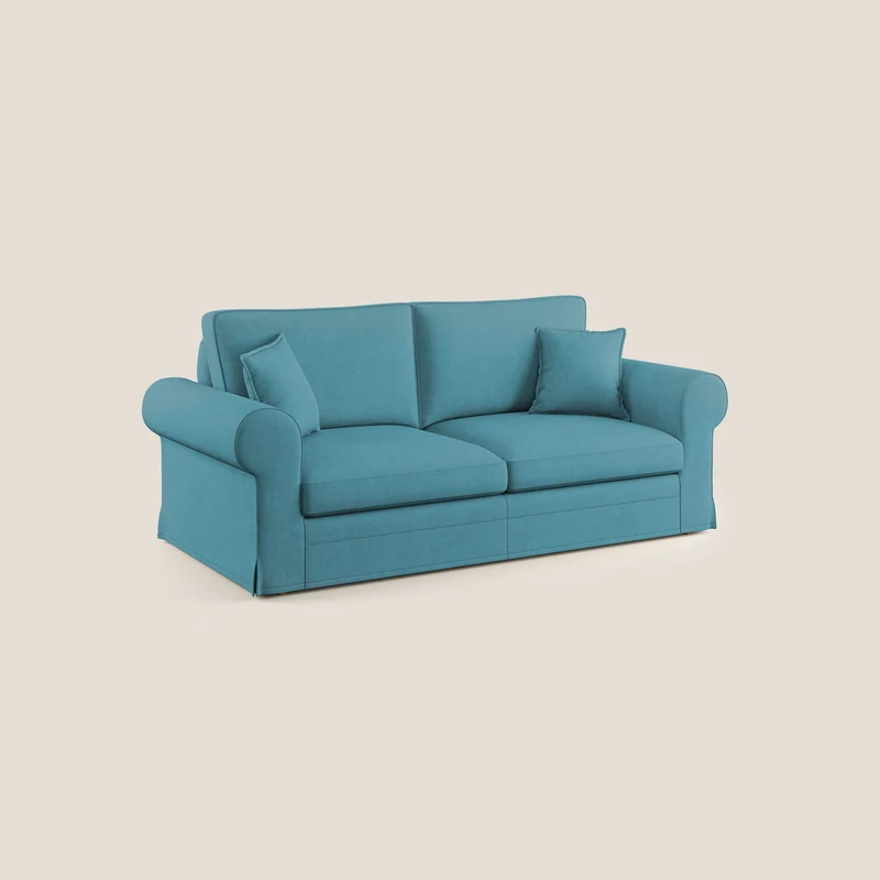 Lady canapé classique en plume d'oie réalisé avec un tissu imperméable T02 azur