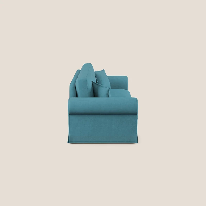 Lady canapé classique en plume d'oie réalisé avec un tissu imperméable T02 azur