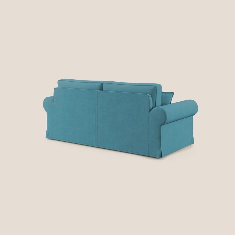 Lady canapé classique en plume d'oie réalisé avec un tissu imperméable T02 azur