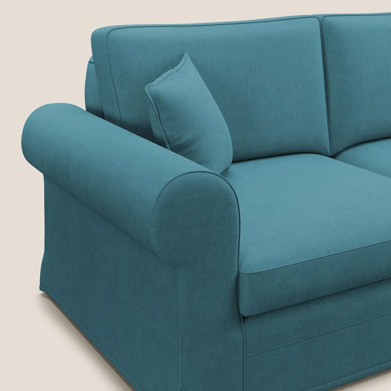 Lady canapé classique en plume d'oie réalisé avec un tissu imperméable T02 azur