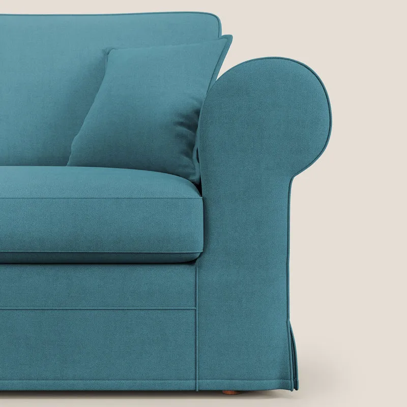 Lady canapé classique en plume d'oie réalisé avec un tissu imperméable T02 azur