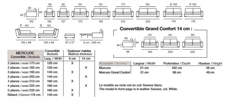 Canapé Cuir 3 places MARIUS convertible Grand Confort